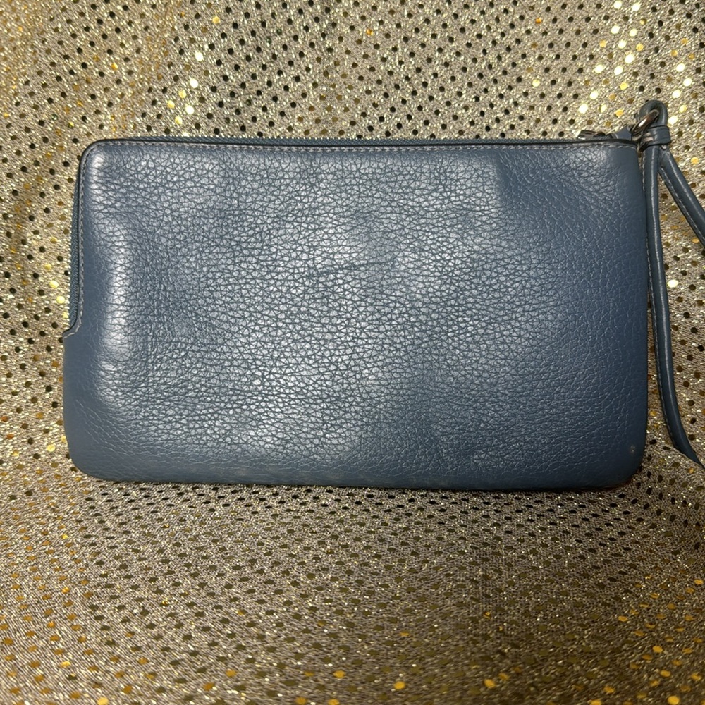 Coach Wristlit blue & creams leather purse - Picture 2 of 16
